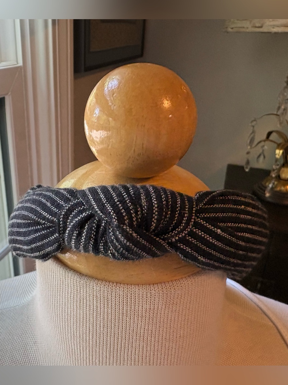 Source Unknown Black and White Striped Knot Headband - Women Accessories